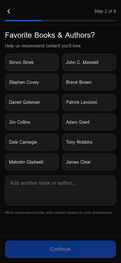 Favorite books and authors selection